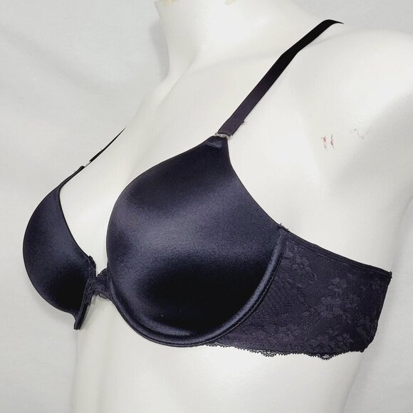 36DD Maidenform 7112 Front Close Lace Trim Underwire Bra Black - Picture 3 of 5